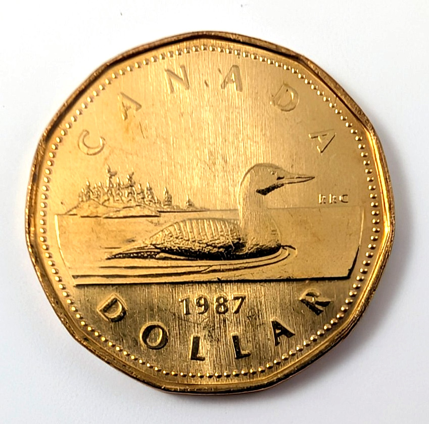 CANANDA 1987 First Year of Looney Dollar $1 From Roll Brilliant Uncirculated BU