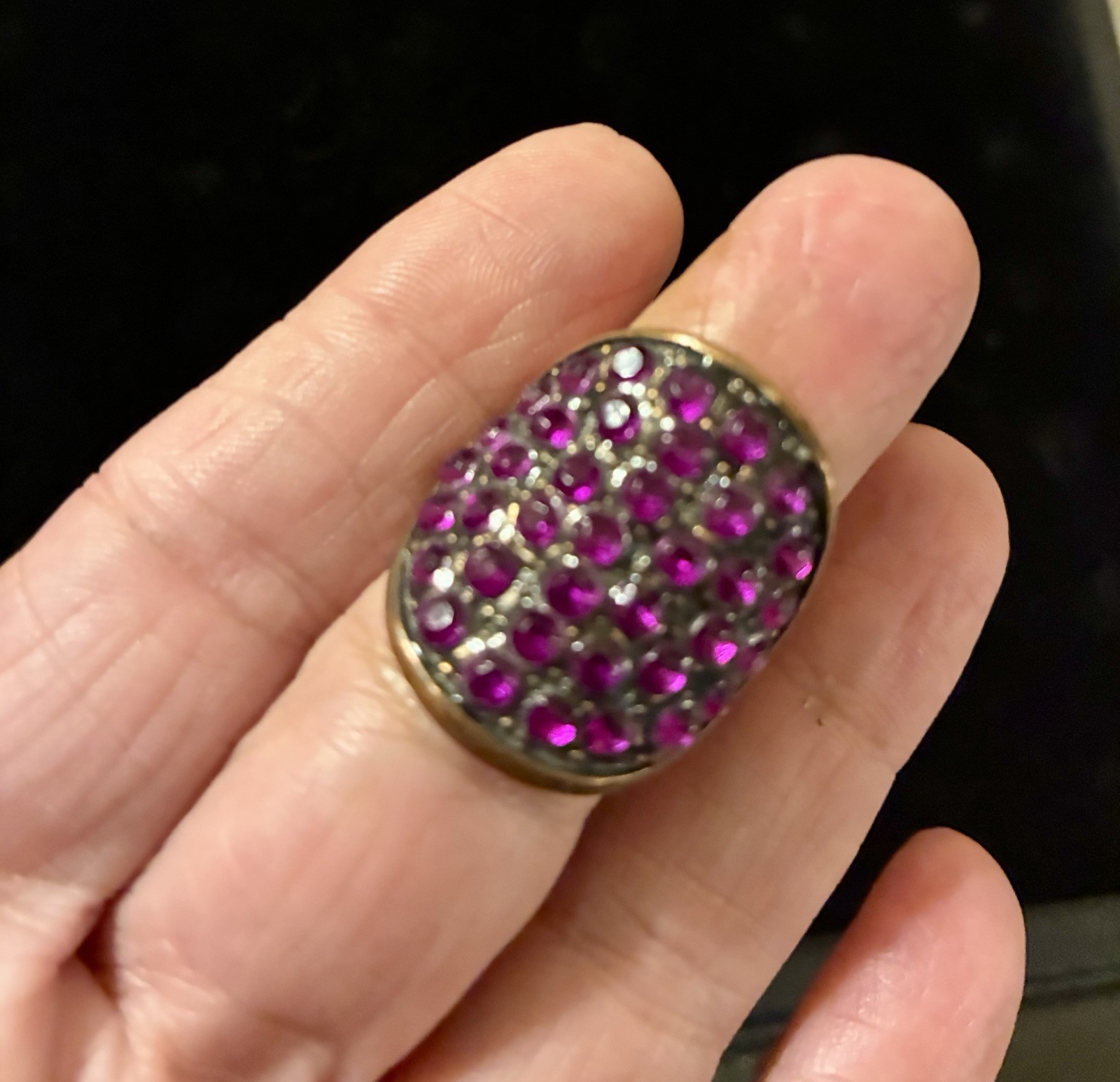 Artisan Made Copper Ring With Rhinestones