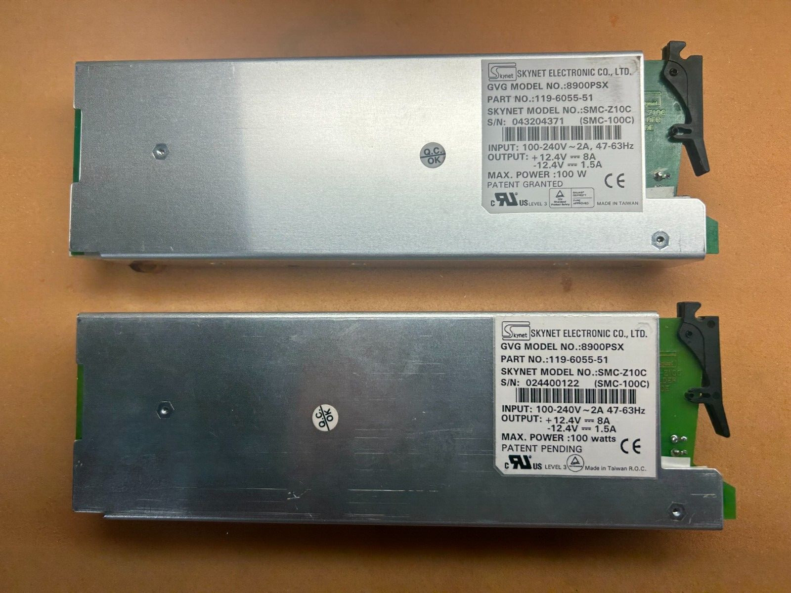 Lot of 2 Grass Valley 8900PSX p/n 119-6055-51 Skynet SMC-Z10C Power Supplies