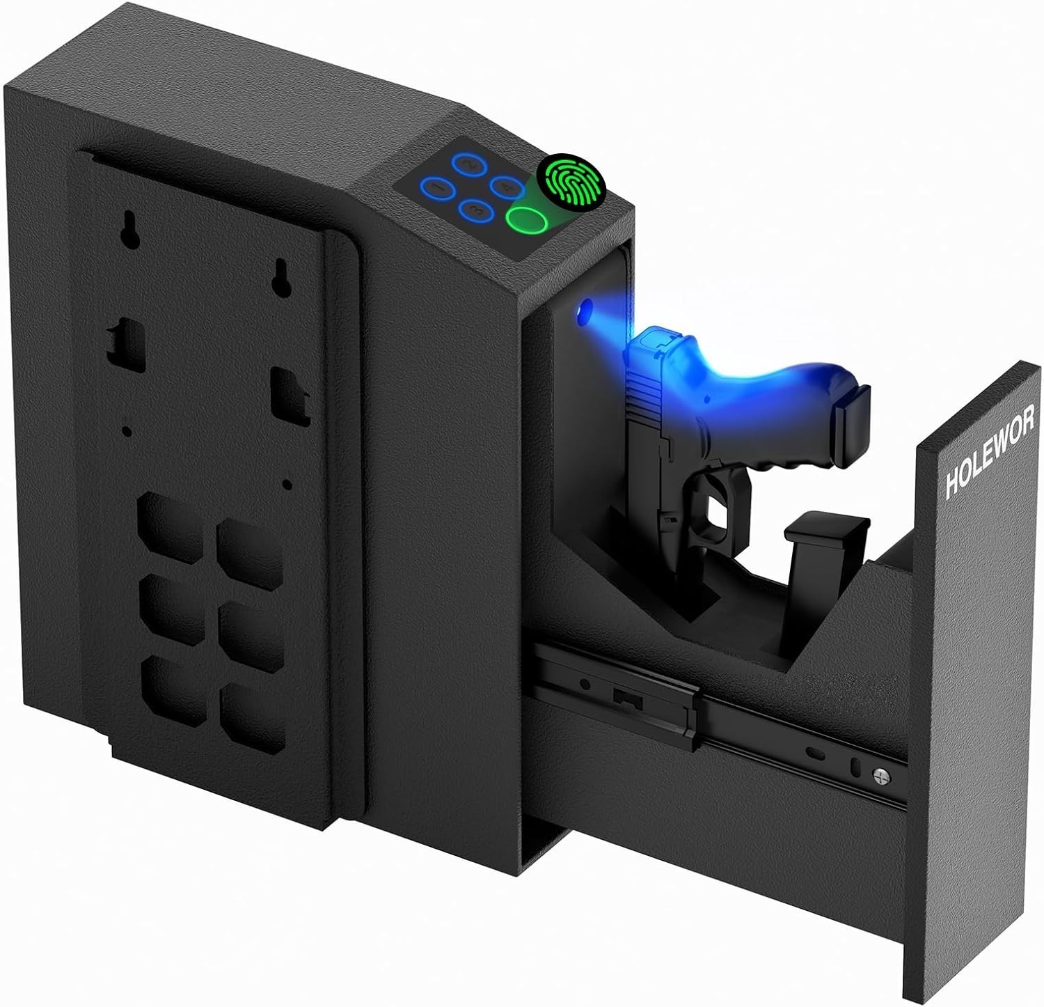 Gun Safe Biometric Pistol Safe Bedside Handgun Case, Slider Fingerprint 3 Ways Q