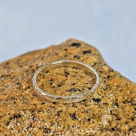 2mm Cornish Silver Hammered Ring