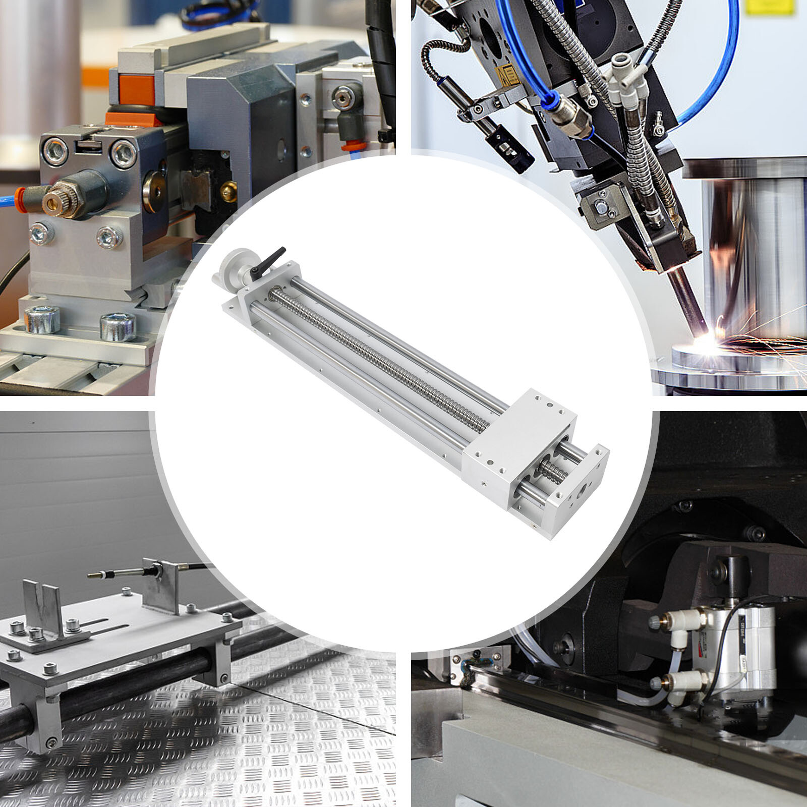 Linear Guide Rail 400mm Ballscrew XY Stage Sliding Table W/ Hand Wheel Lock