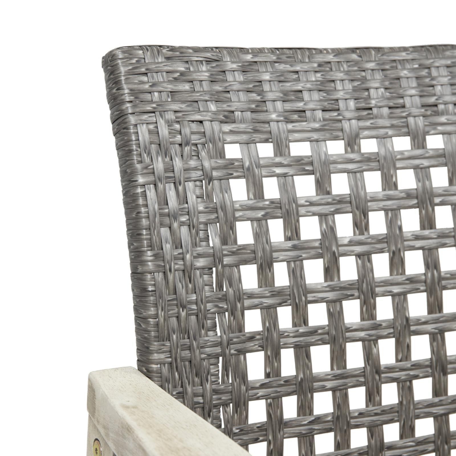 Wicker Weave and Acacia Wood Dining Chair Set for Indoor/Outdoor - Handcrafted