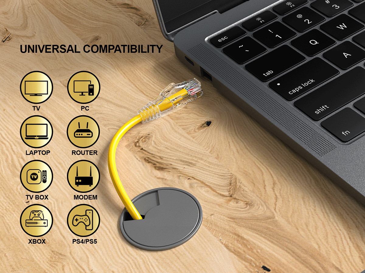 25ft Slim Cat6a 28AWG UTP Ethernet Network Patch Cable, Yellow