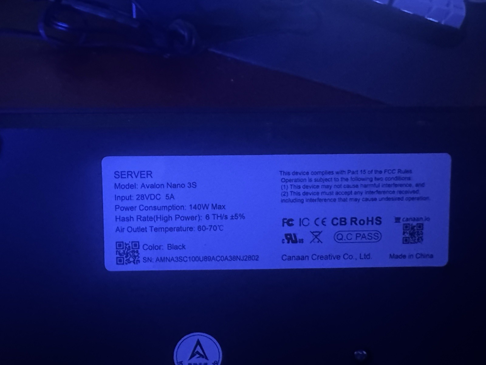 Stellapex Nano 3S Home Bitcoin Solo Miner(Black) ASIC 6 TH/s, 140W,