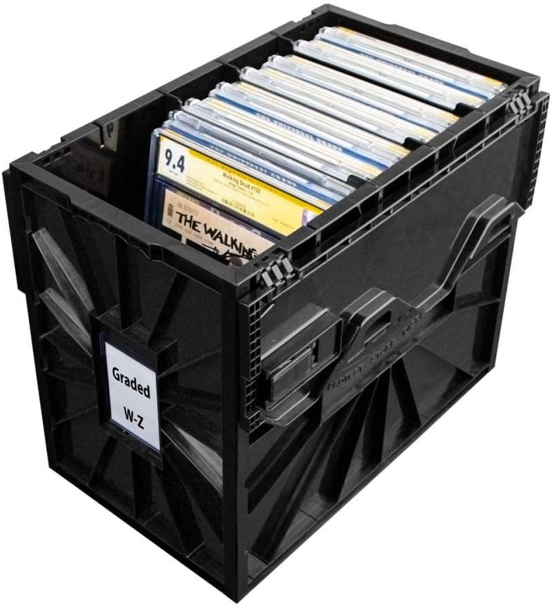 Stackable Black Comic Book Bin (5 Pack) - Holds 30 Graded Comics