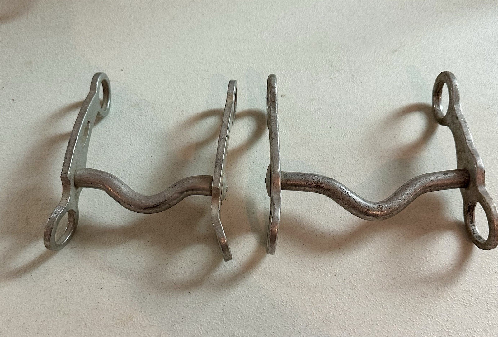 Lot of 2, Western Snaffle Horse Bits w/Metal Shanks, Western Snaffle. 4-5”. Lite