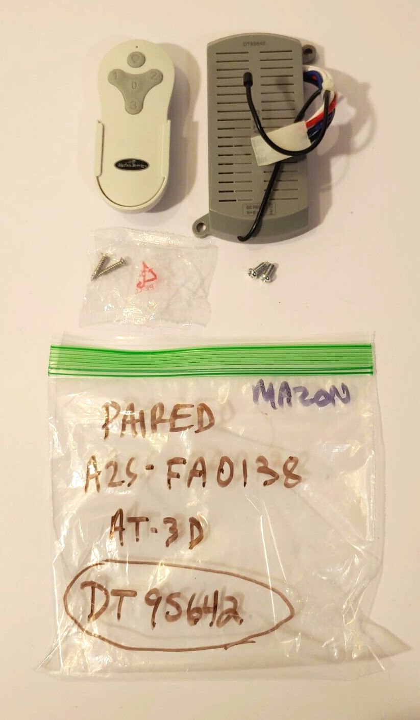 Harbor Breeze Ceiling Fan Paired Remote & Receiver Set A25-FA0138 AT-3D (Mazon)