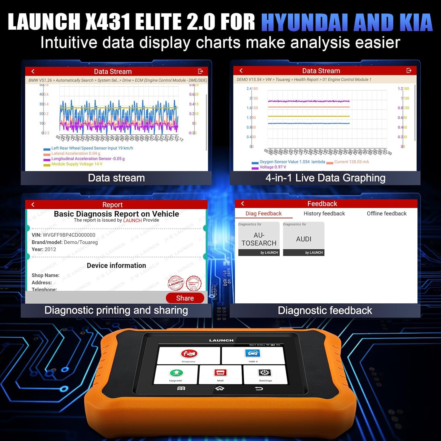 LAUNCH Creader Elite V3 fit for Kia Hyundai Full System Diagnostic OBD2 Scanner