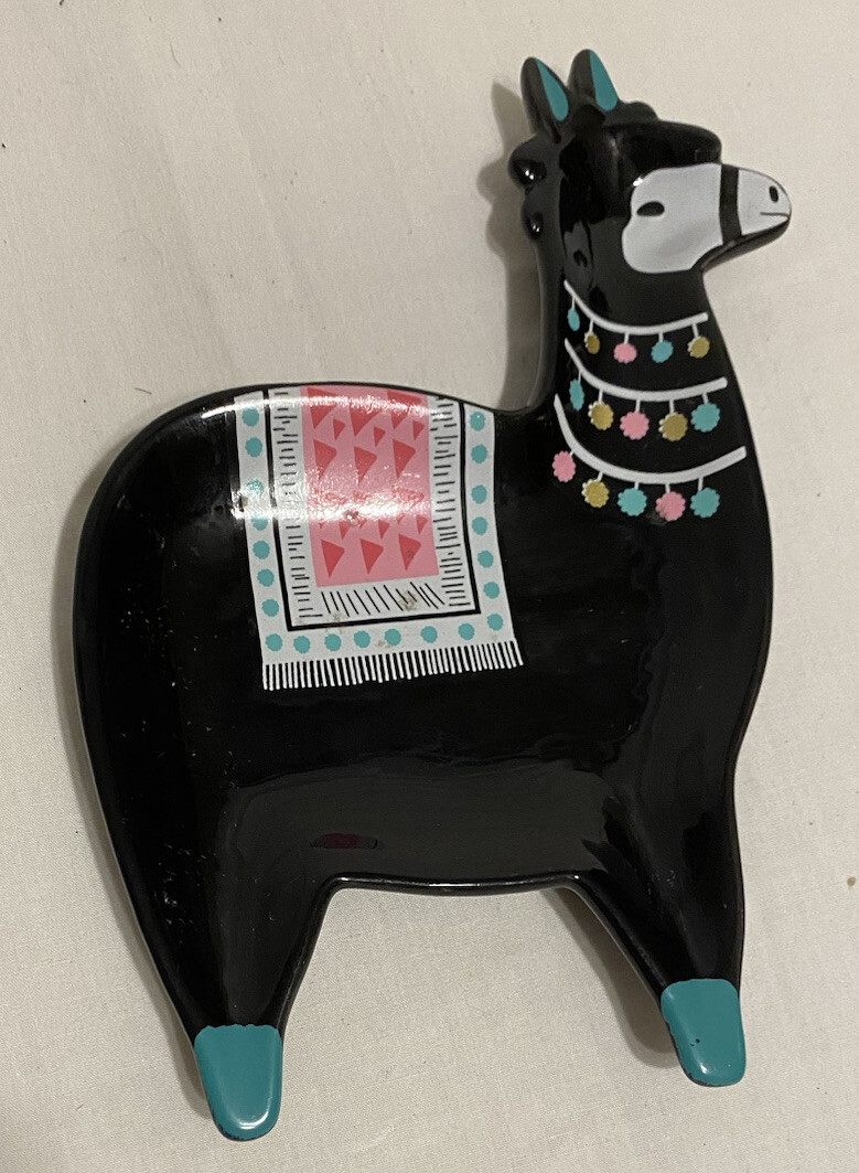 Festive Llama Trinket Tray 5 x 8"