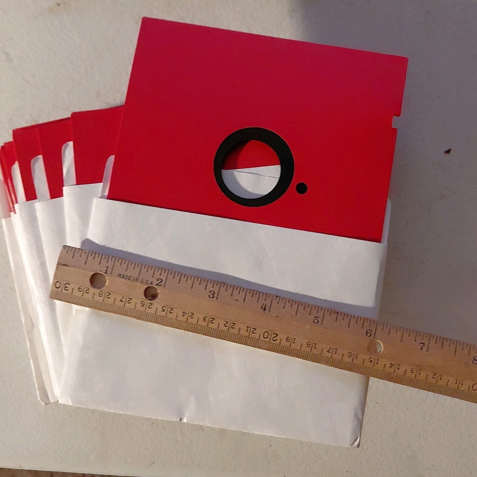 Lot of 27 Red 5.25-inch Blank Floppy Disks (HD) in White Sleeves