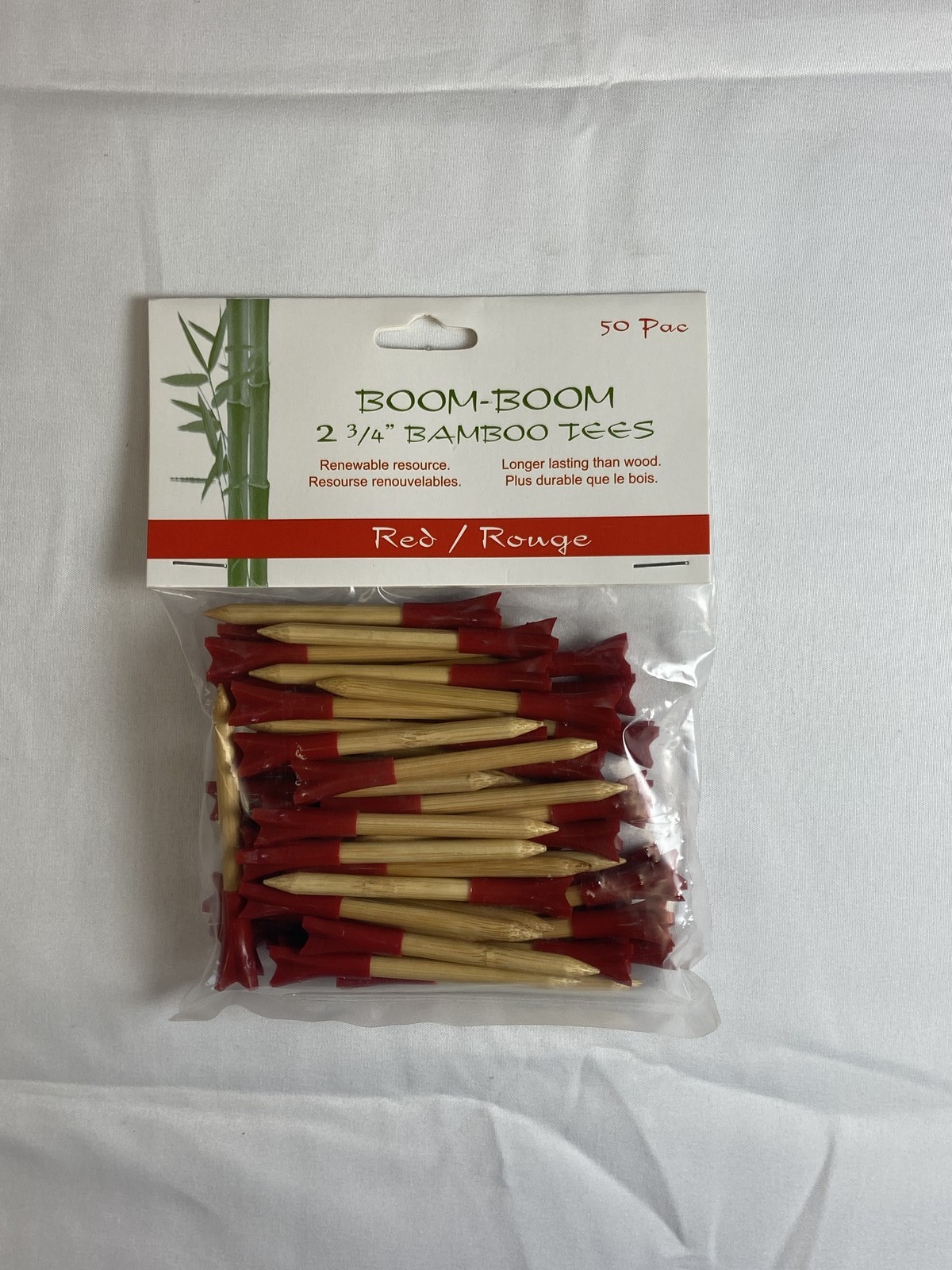 1000 Golf Tees 2.75 Inch Bamboo/Red Golf Tees