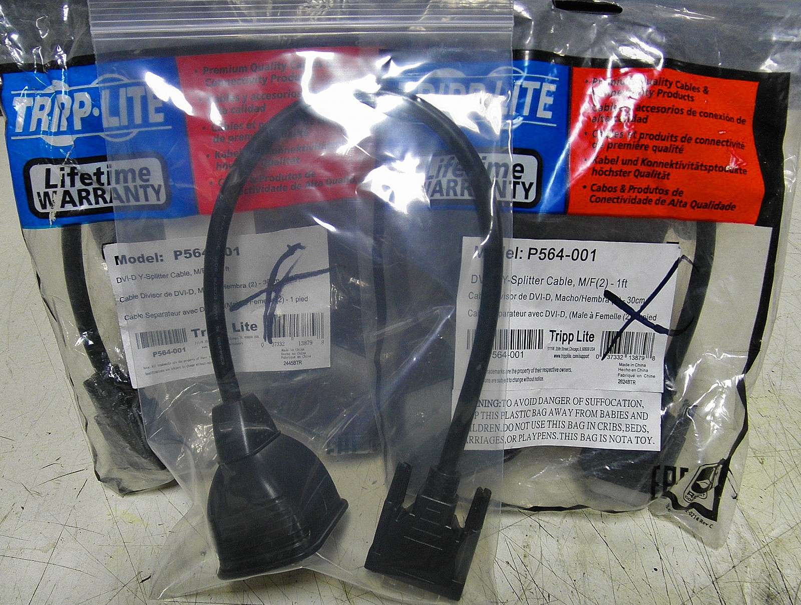 Qty 3 Tripp Lite P564-001 DVI-D Digital Monitor Y-Splitter Cable 1ft