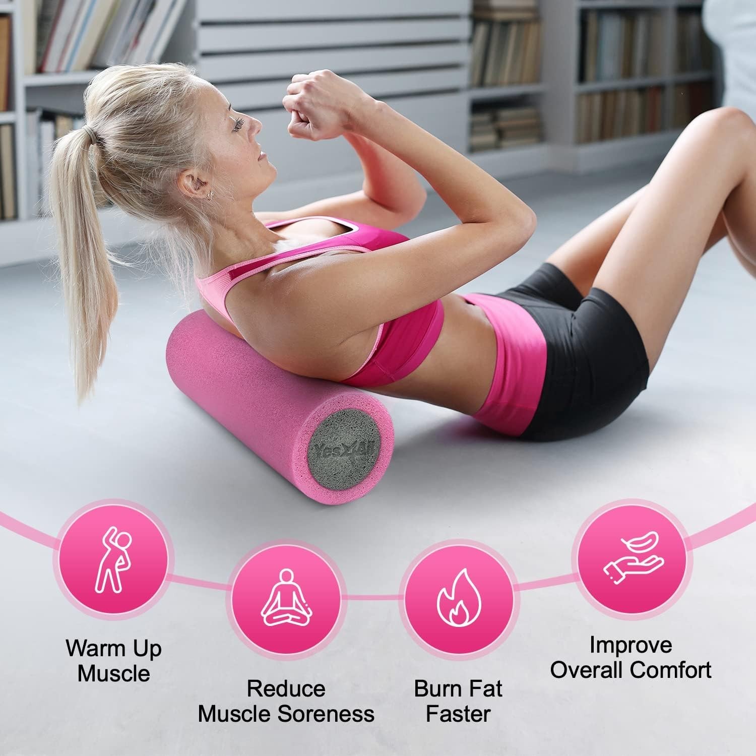 High-Density EPP Round Back Roller Foam, Exercise Foam Roller for Yoga, Pilat...