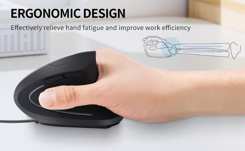 Ergonomic Vertical Wireless Rechargeable Mouse - Comfortable, Efficient, and Pre