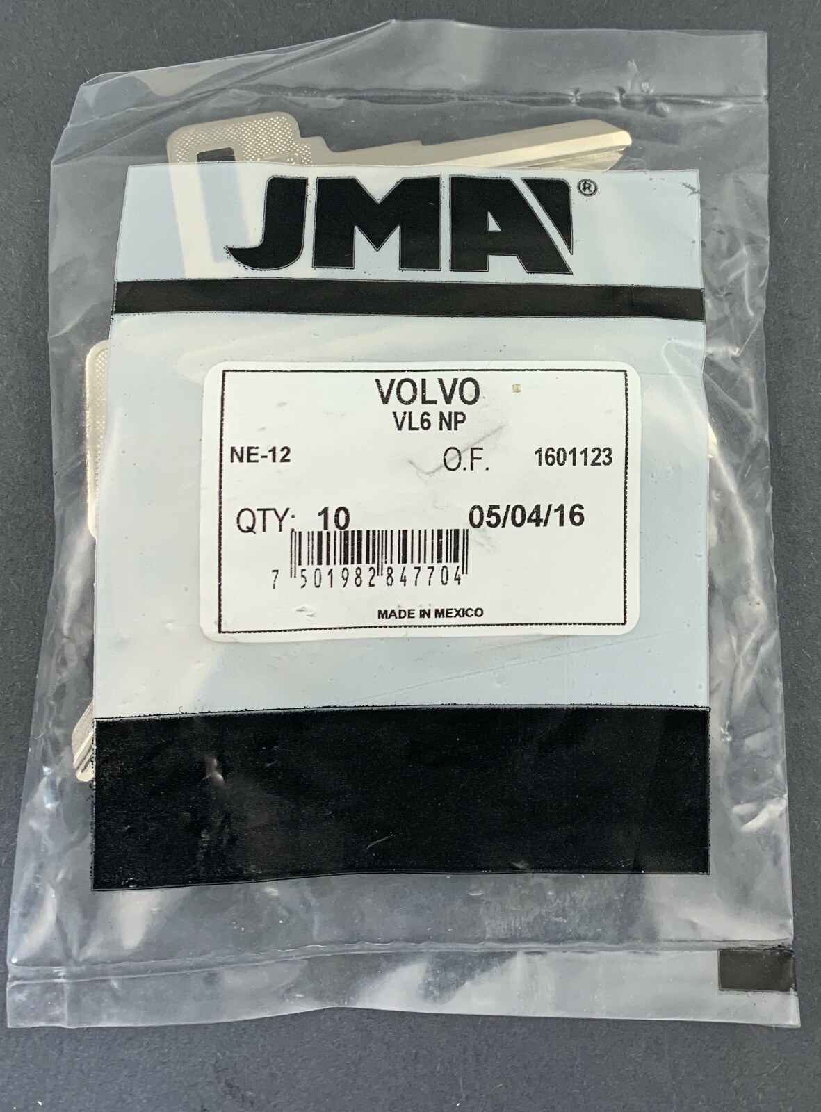 Pack of 10 VL6 X80 NE-12 Type Key Blanks for Volvo