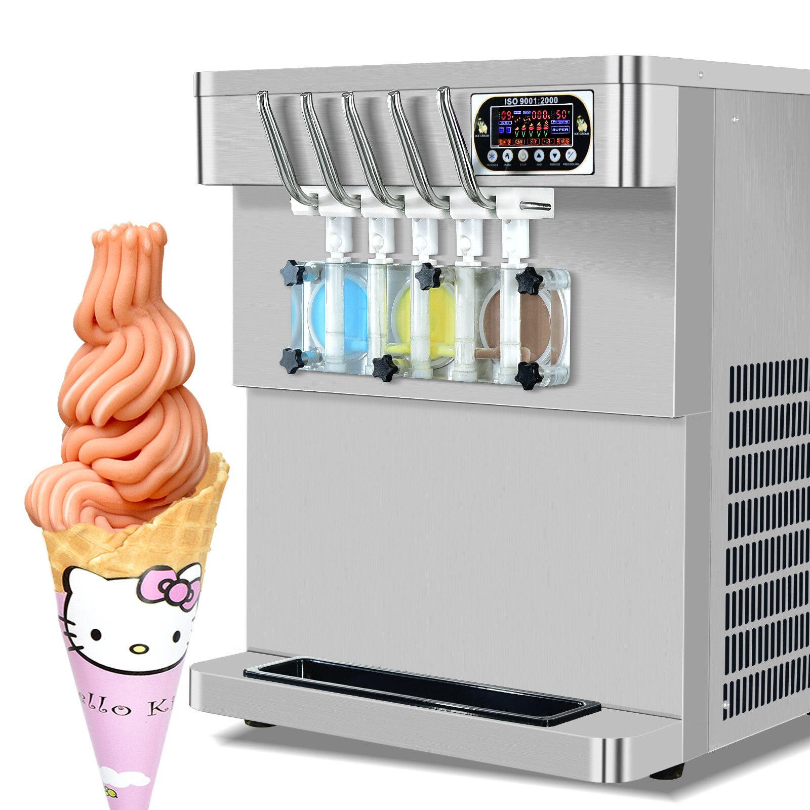 Kolice Commercial Counter top 5 Flavors Soft Serve Ice Cream Machine-110V