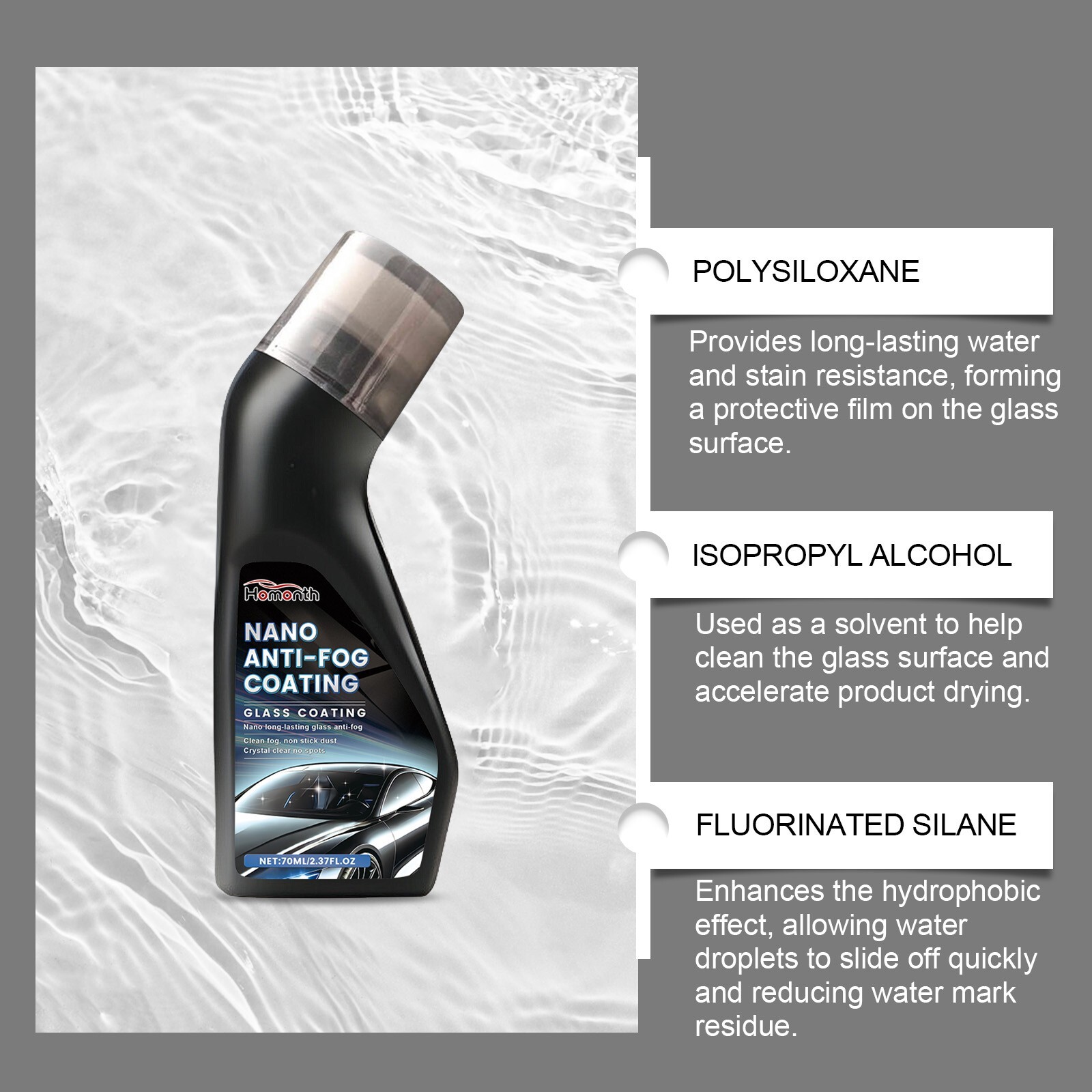 Automotive windshield coating agent for removing stains from the windshield