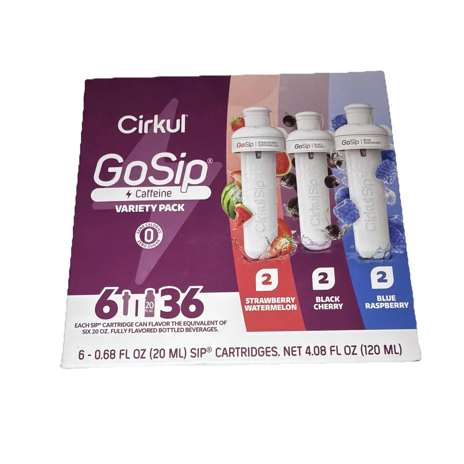 Cirkul GoSip Caffeine Flavor Water Variety Pack, Makes 36, No Sugar, Zero FEB’26