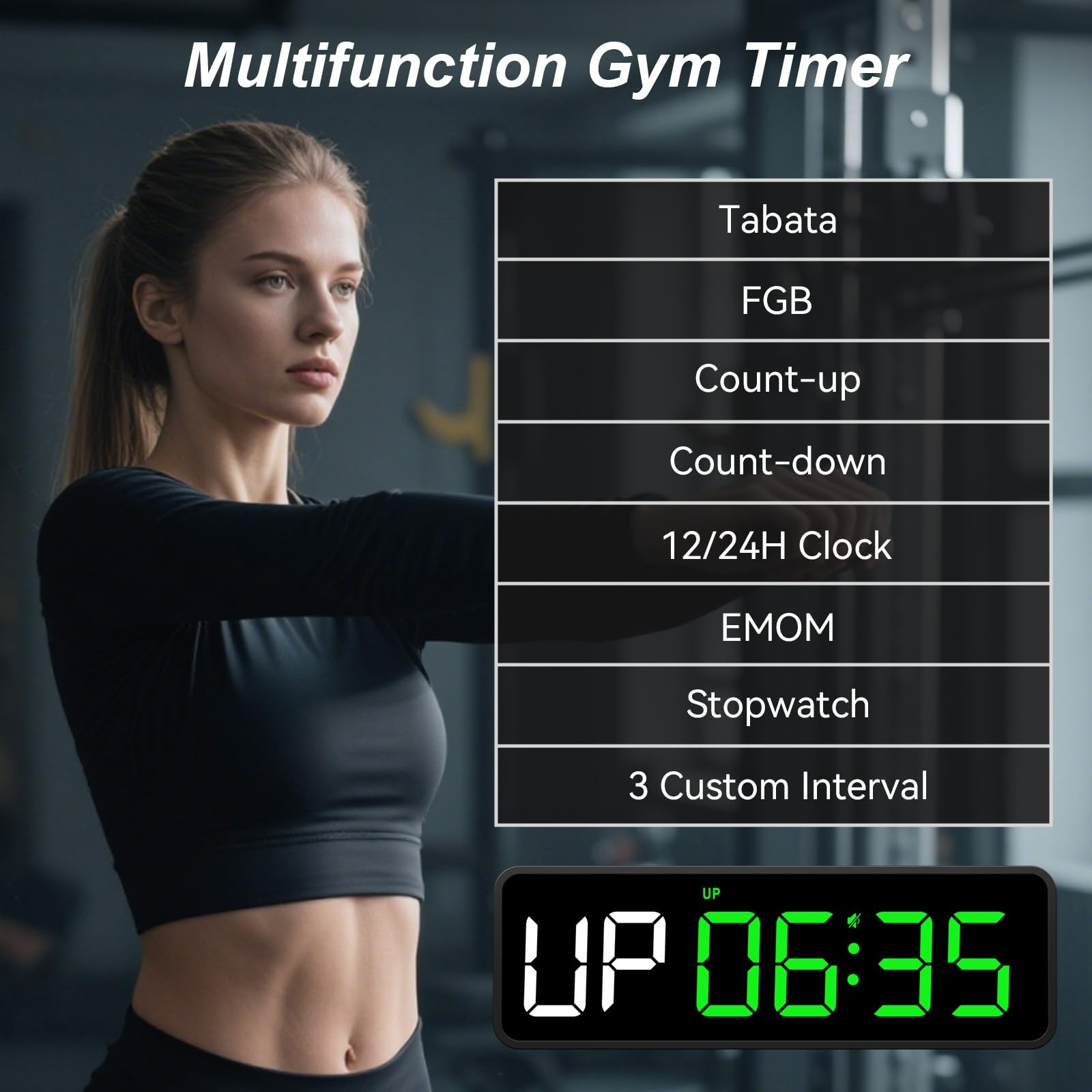 Portable Gym Timer: Small Fiteness Digital Clock Remote Control