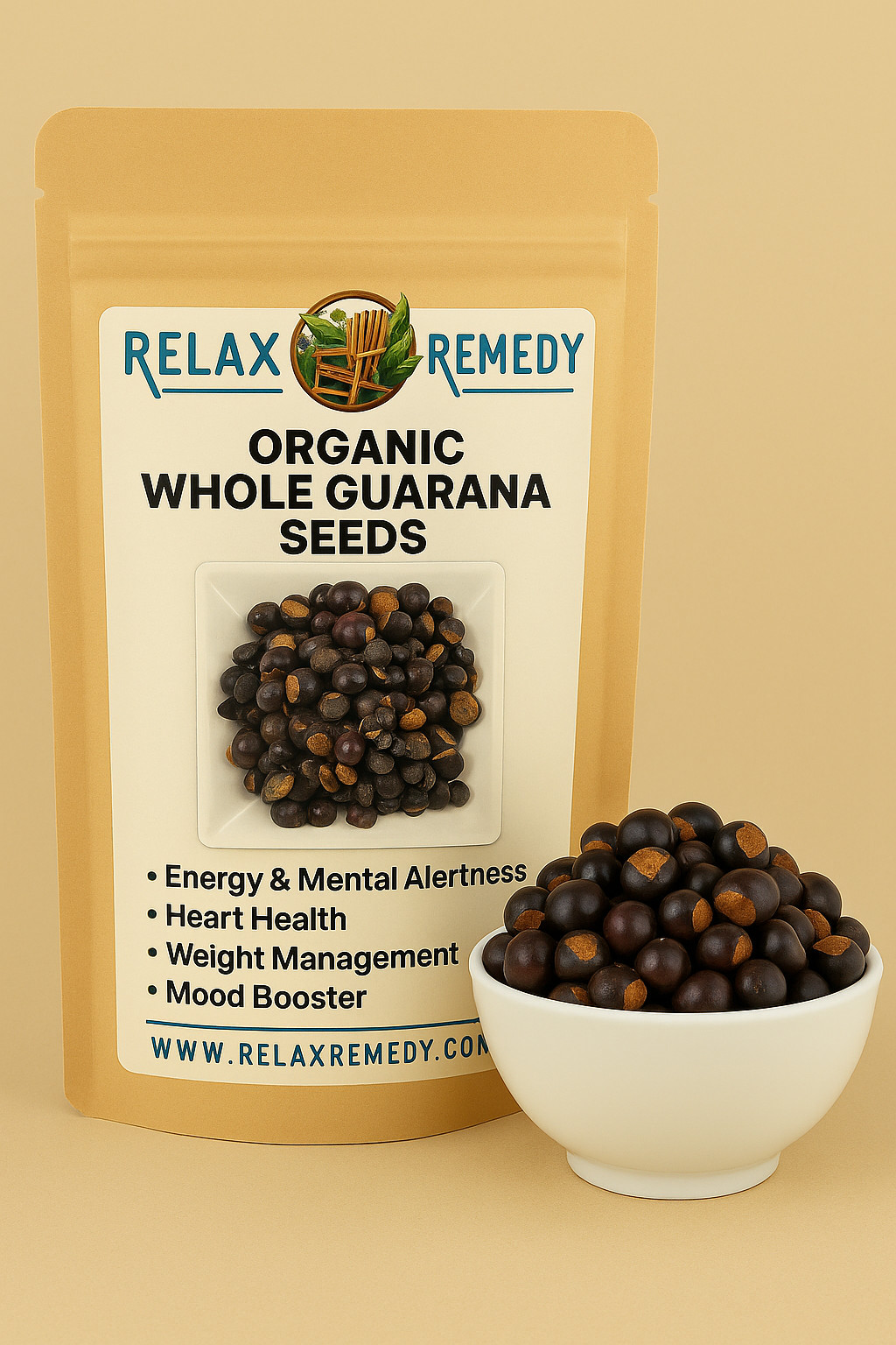 Organic Whole Guarana Seeds - 100% Pure, Non-GMO Paullinia Cupana, Energy Boost