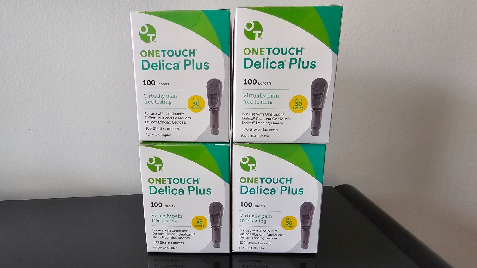 OneTouch Delica Plus Fine 30 Gauge Lot of 4 Lancets 400 Total Exp 2029 NIB!