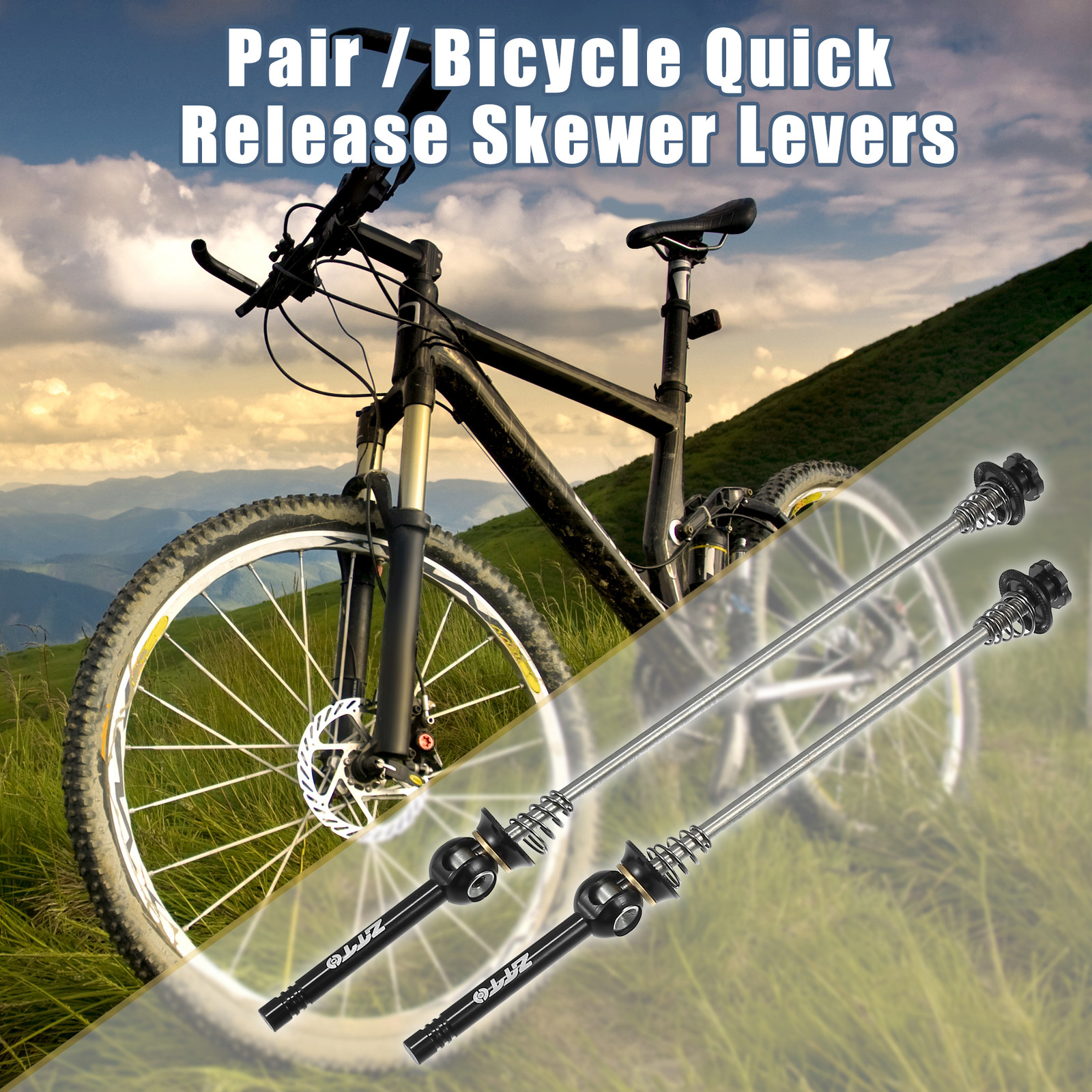 Pair Bike Quick Release Wheel Axles Skewers Front Rear Axle 140mm 180mm Black