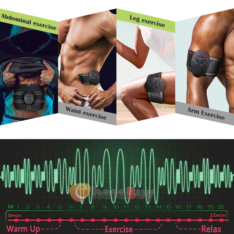 Rechargeable - EMS Abs Trainer Arms & Hips Muscle Stimulator Abdominal Training