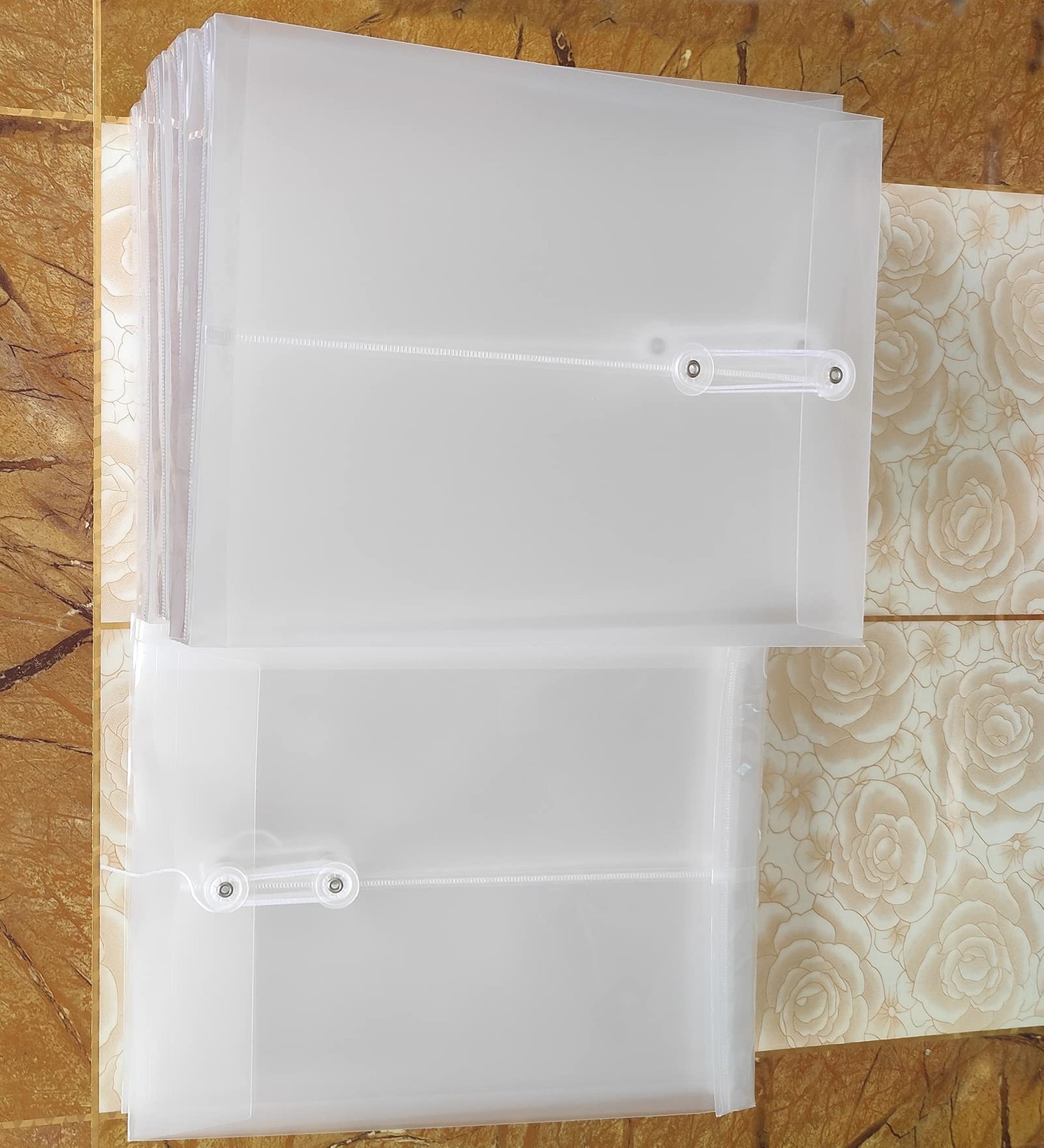 A4 Size Poly String Envelope with Expandable Gusset,Clear Poly Reusable File ...