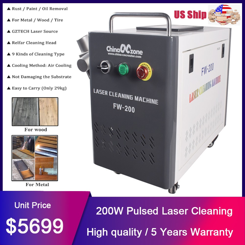 200W Portable Pulsed Laser Cleaning Machine For Metal Wood Stone Tire Rust Paint