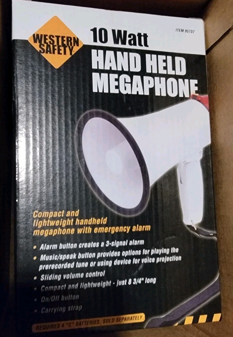 Western Safety 10 Watt Handheld Megaphone with Safety Siren , music . Tested
