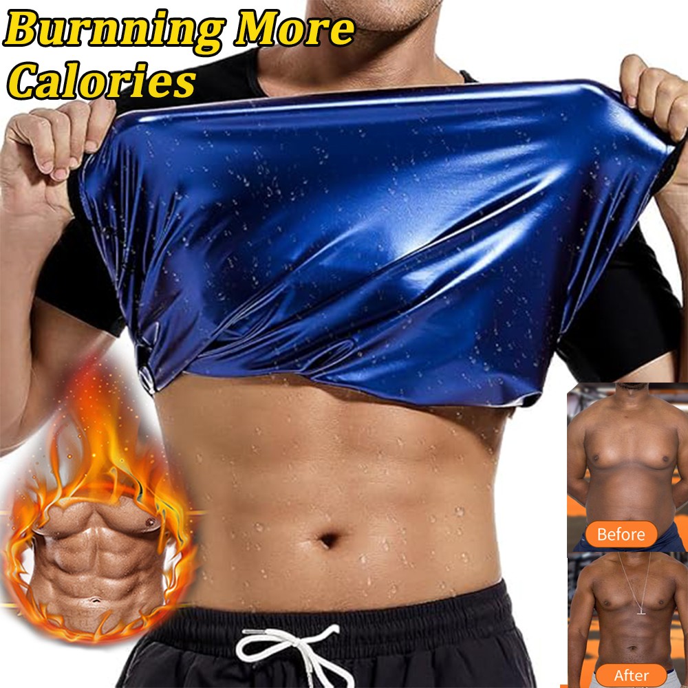Women Mens Sauna Suit Heat Trapping Sweat T Shirt Workout Exercise Shaper Top US