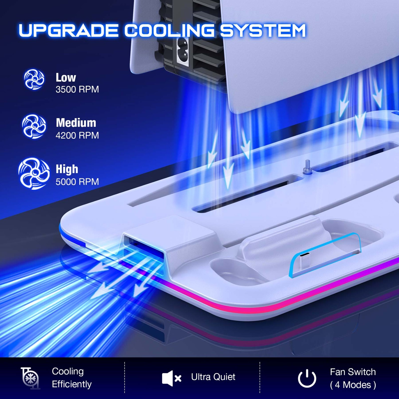 PS5 Slim Stand Cooling Station+Controller Charging Station For PS5 Digital/Disc