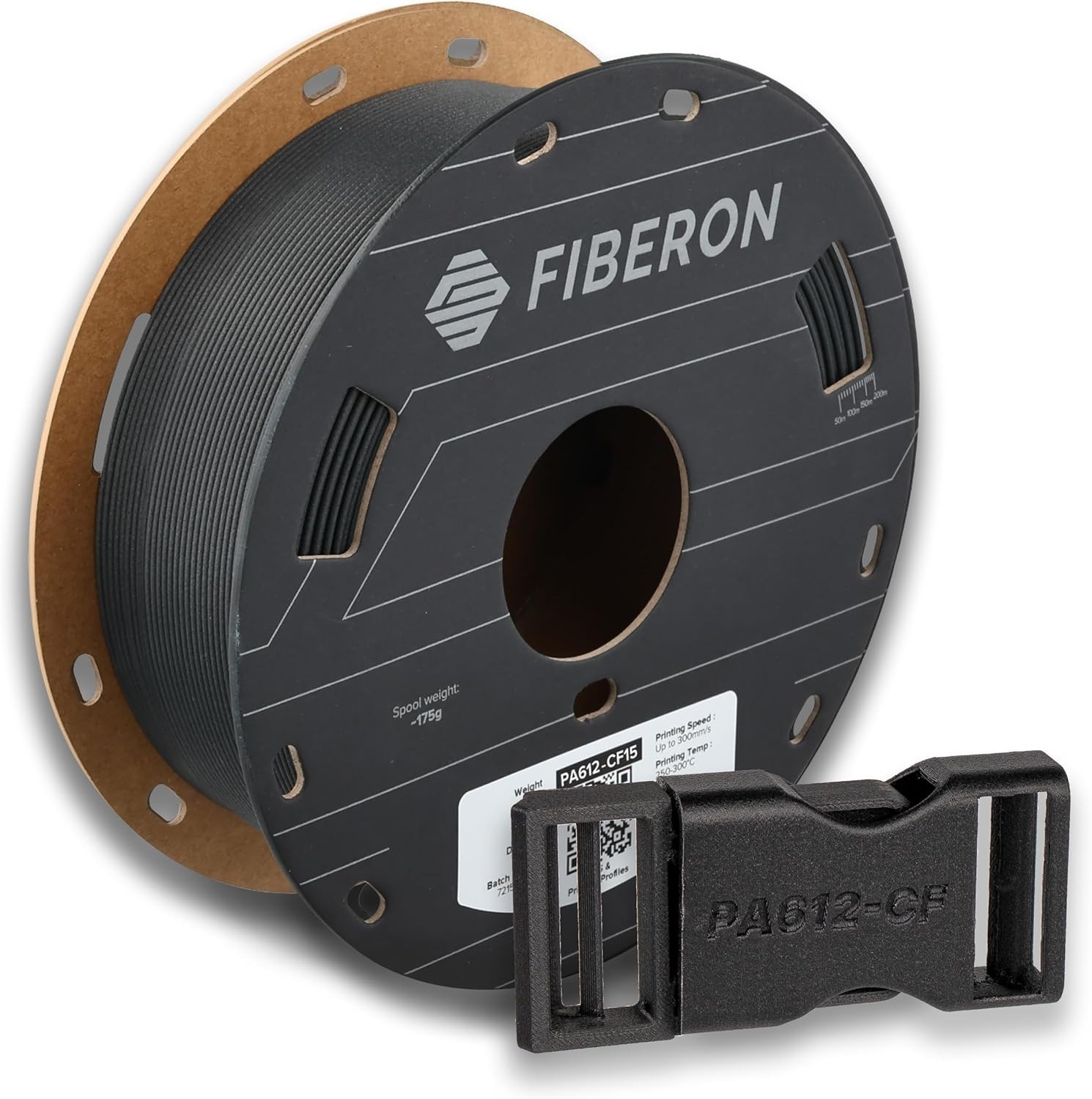Polymaker Fiberon PA612-CF15 Carbon Fiber Nylon 1.75mm Black 0.5kg Strong 3D