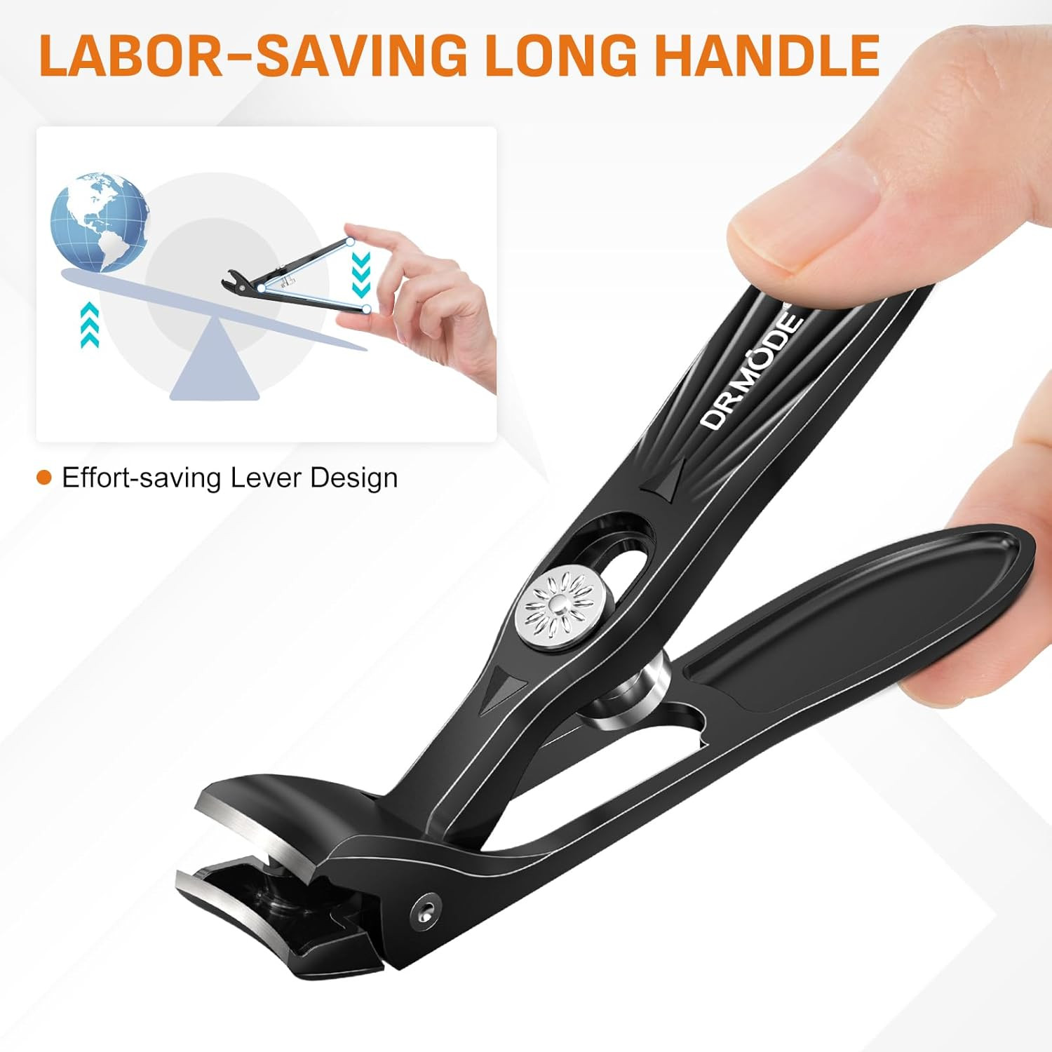 DRMODE Nail Clippers for Men Thick Nails, Angled Head Toe Nail Clippers for Thic
