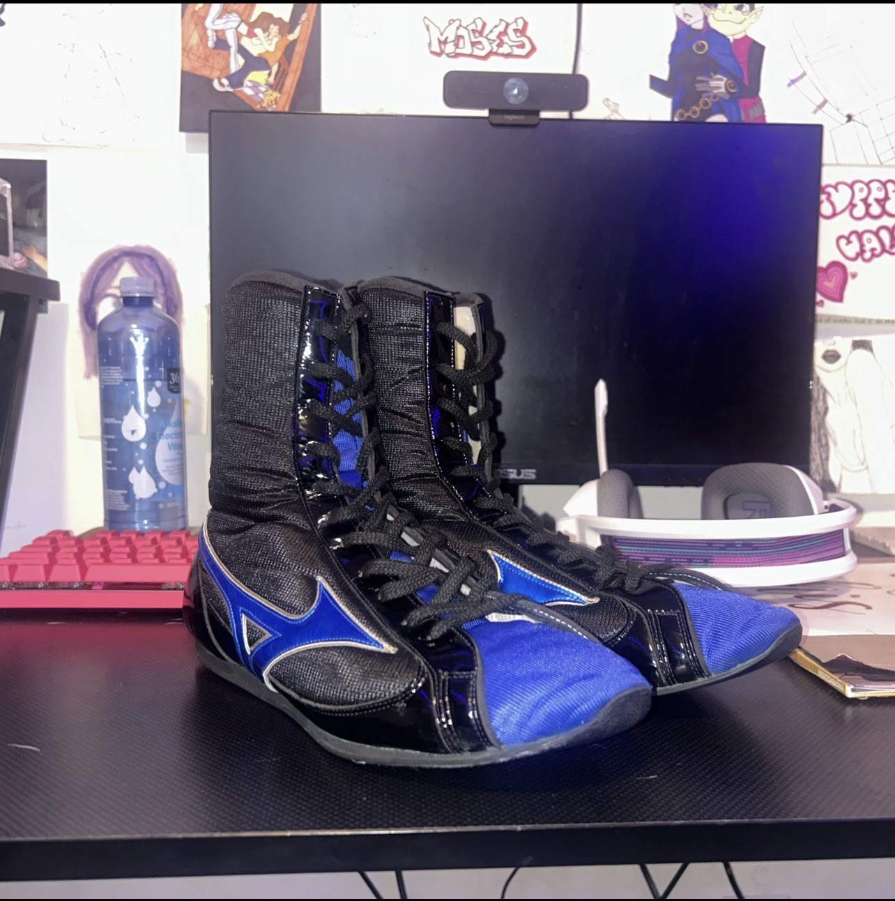MIZUNO Boxing Shoes Black/Sky Blue Made in Japan