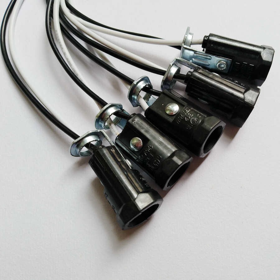 5 Pcs Candelabra Base E12 Lamp Holder Light Sockets Keyless 6" Wire Leads A342