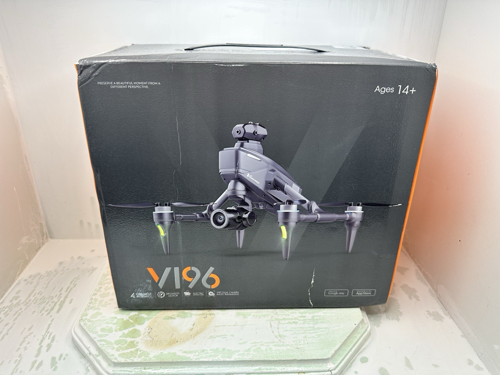 V196GPS Drone Dual Camera FPV RC Quadcopter Foldable Four Way Obstacle