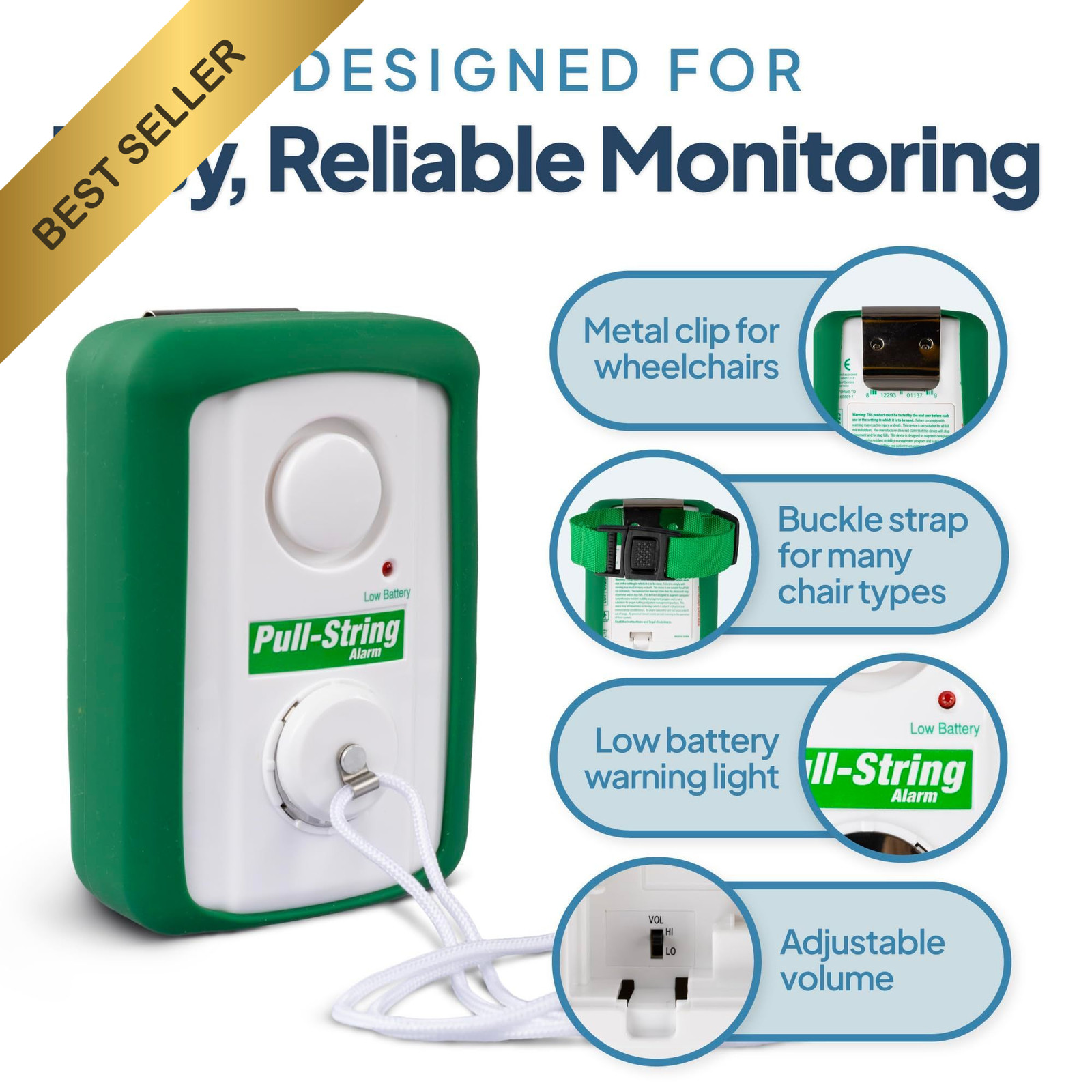 Smart Caregiver BPS-01 Pull String Fall Alarm Anti Wandering Safety Alert System