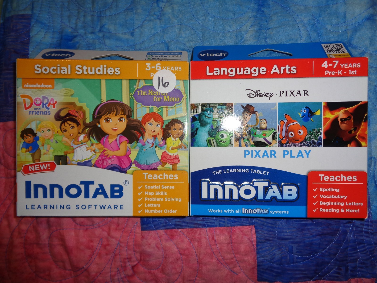 Lot 2 VTECH INNOTAB GAME CARTRIDGES Dora and Friends Search for Mono Pixar Play