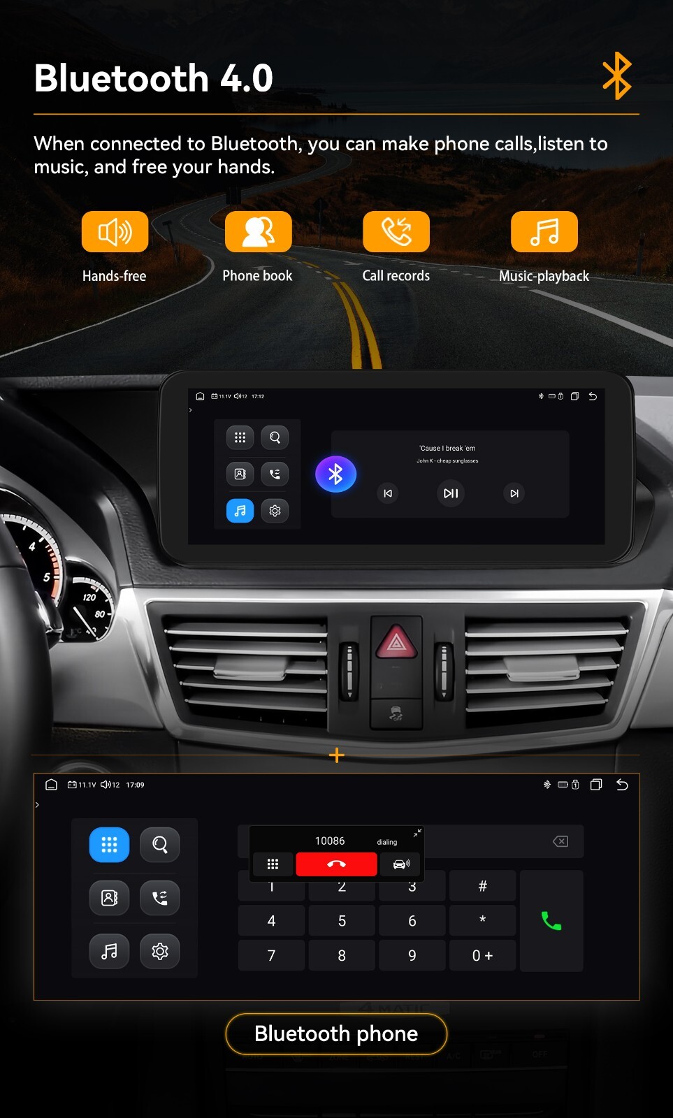 10.25" Android13 Screen GPS navigation Stereo Carplay for Mercedes E W212 32GB
