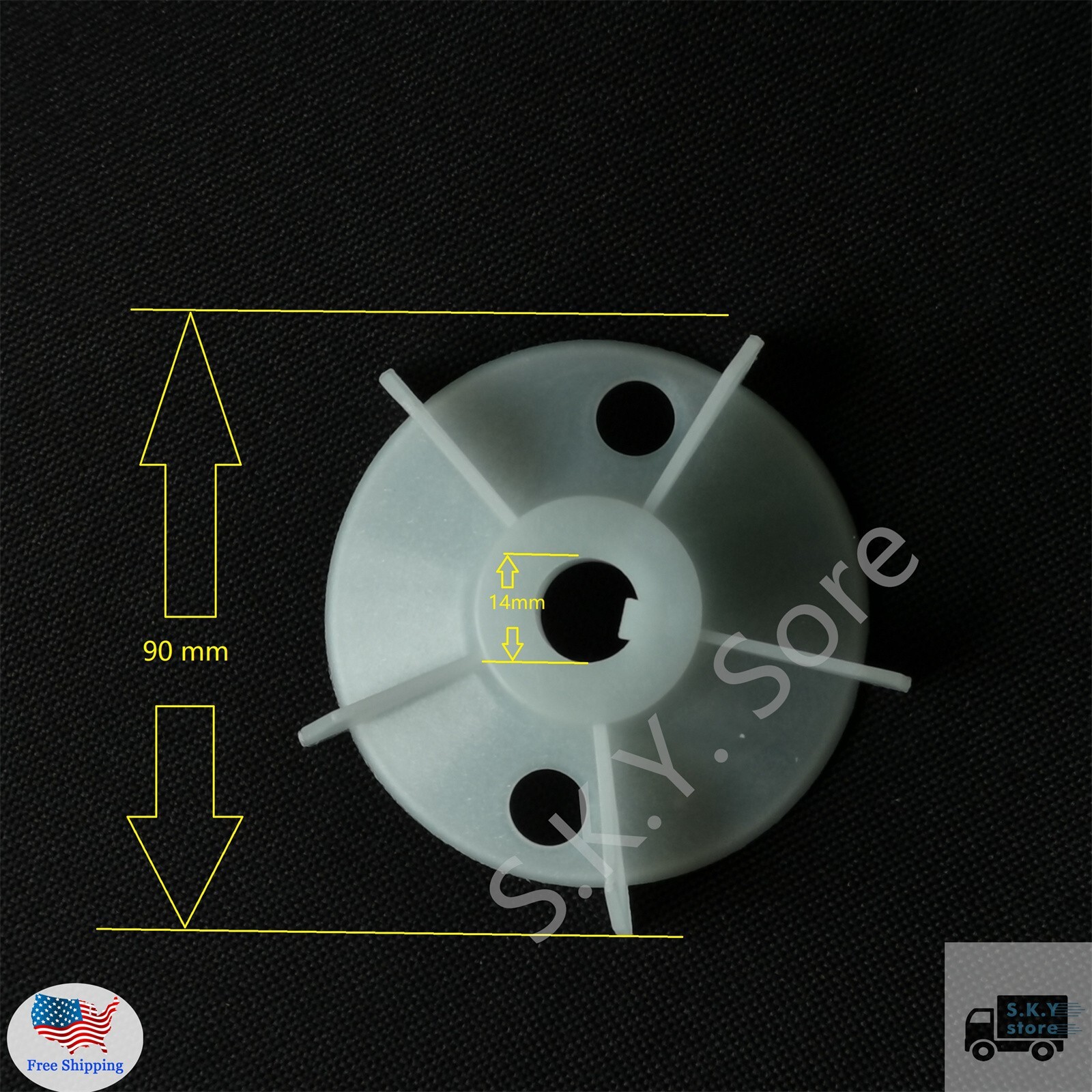 New Y2-71 Motor Fan Blade, Inner Diameter：14mm OD:90mm, Fast Free Shipping