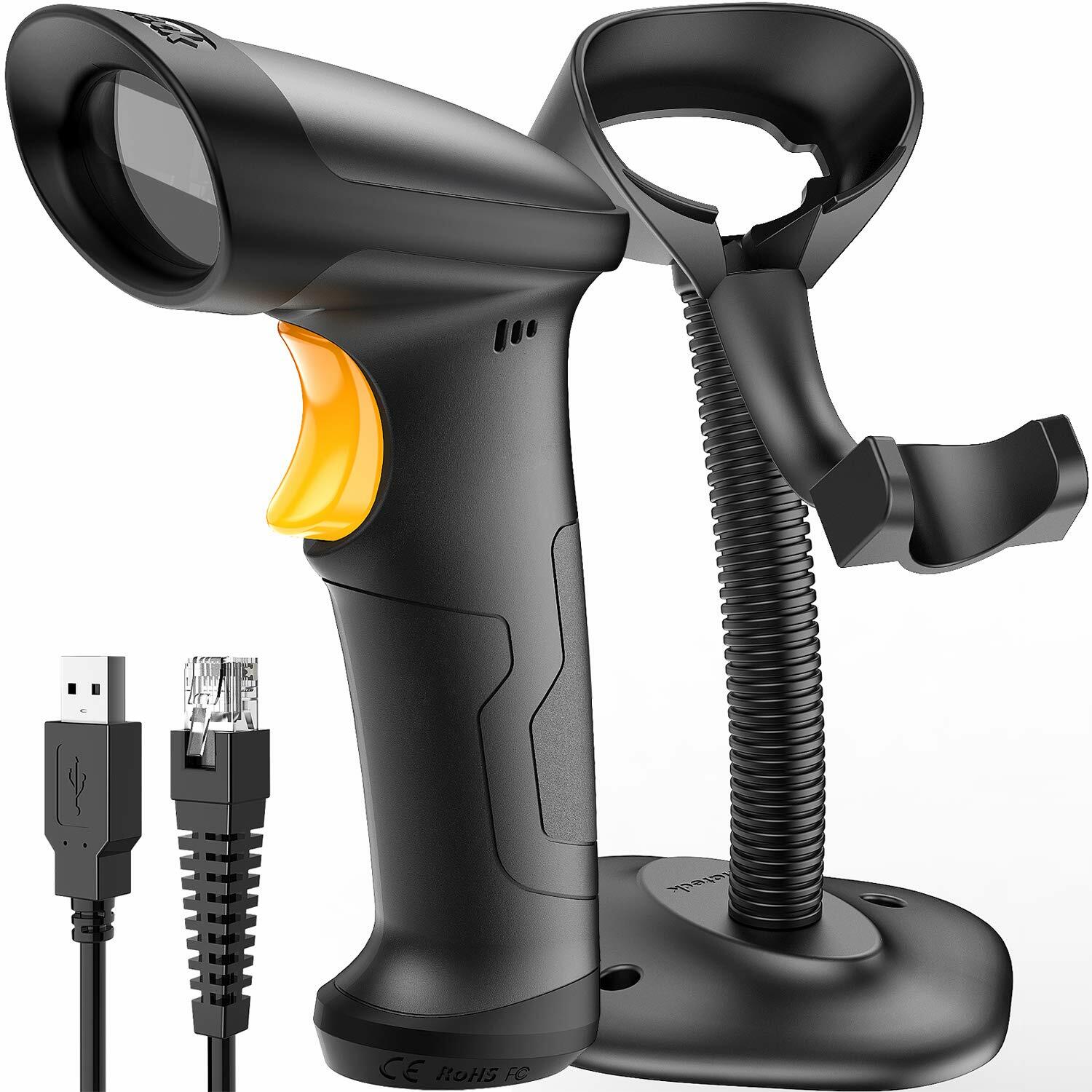Inateck 1D Barcode Scanner Reader with Scanner Stand & Wired USB Cable, BCST-33