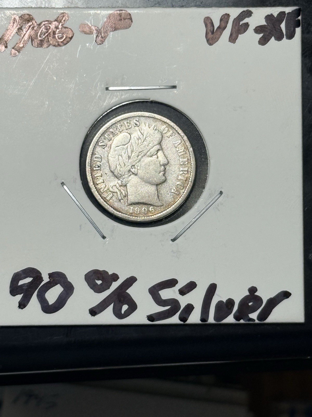 1906-P 🗽Barber Dime 10c EF-AU 90% Silver Original Coin 🪙