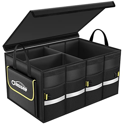 Car Trunk Organizer, Collapsible Waterproof Multi Compartments Standard Black