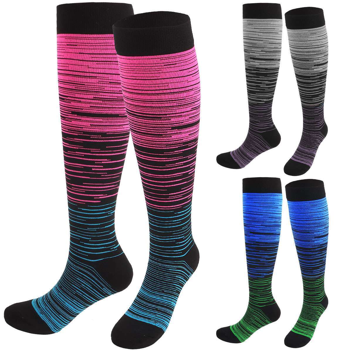 Plus Size Compression Socks Wide Calf Compression Socks for Women Men 20-30 mmHg