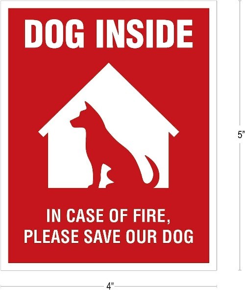 Dog Alert Safety Sticker Vinyl Decal for Window or Smooth Surface, 2 Pack, 4x5 I