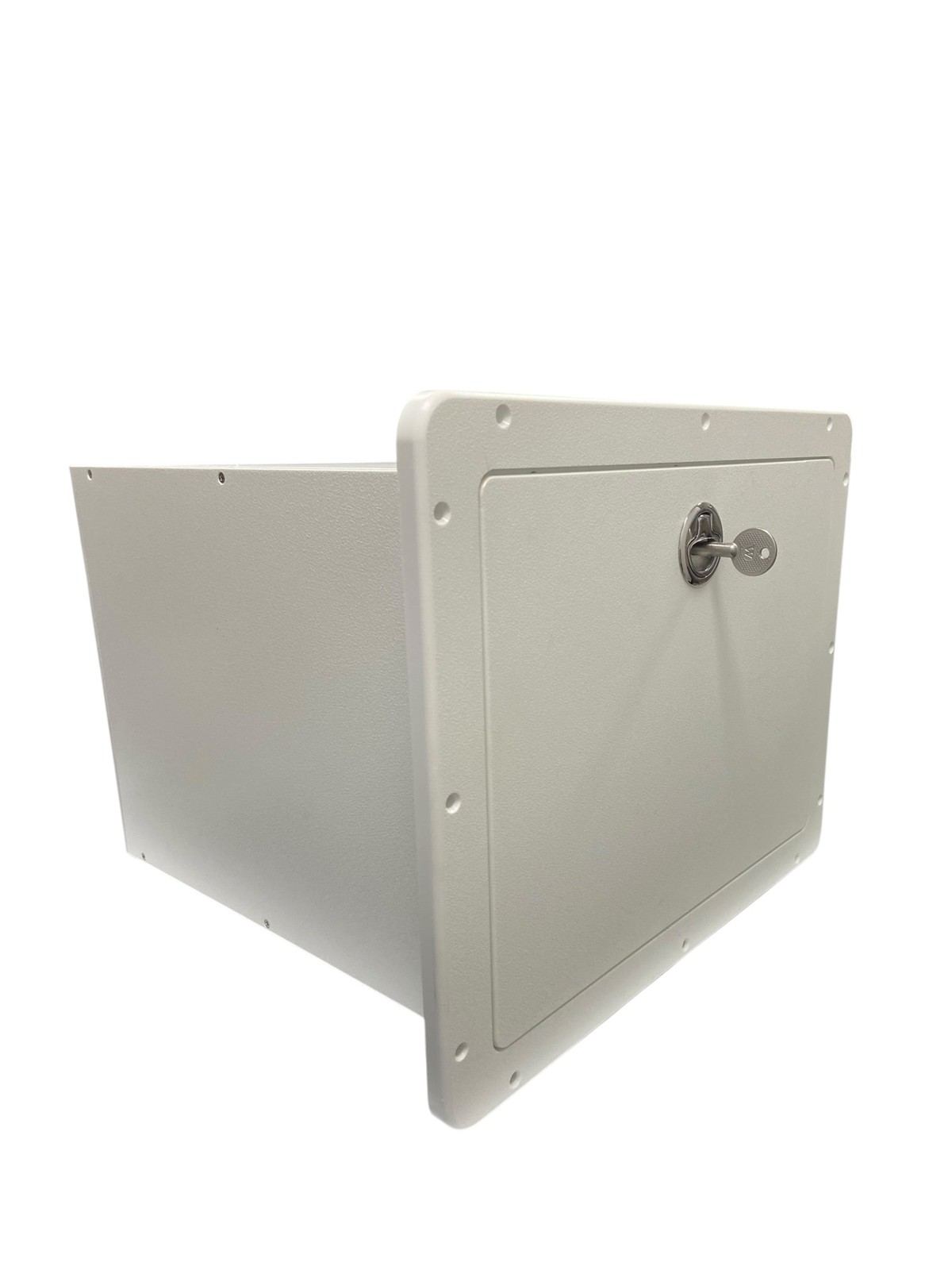 Marine Storage Drawer Box, Face 15 7/16" x 12 7/16", White Poly with lock NEW