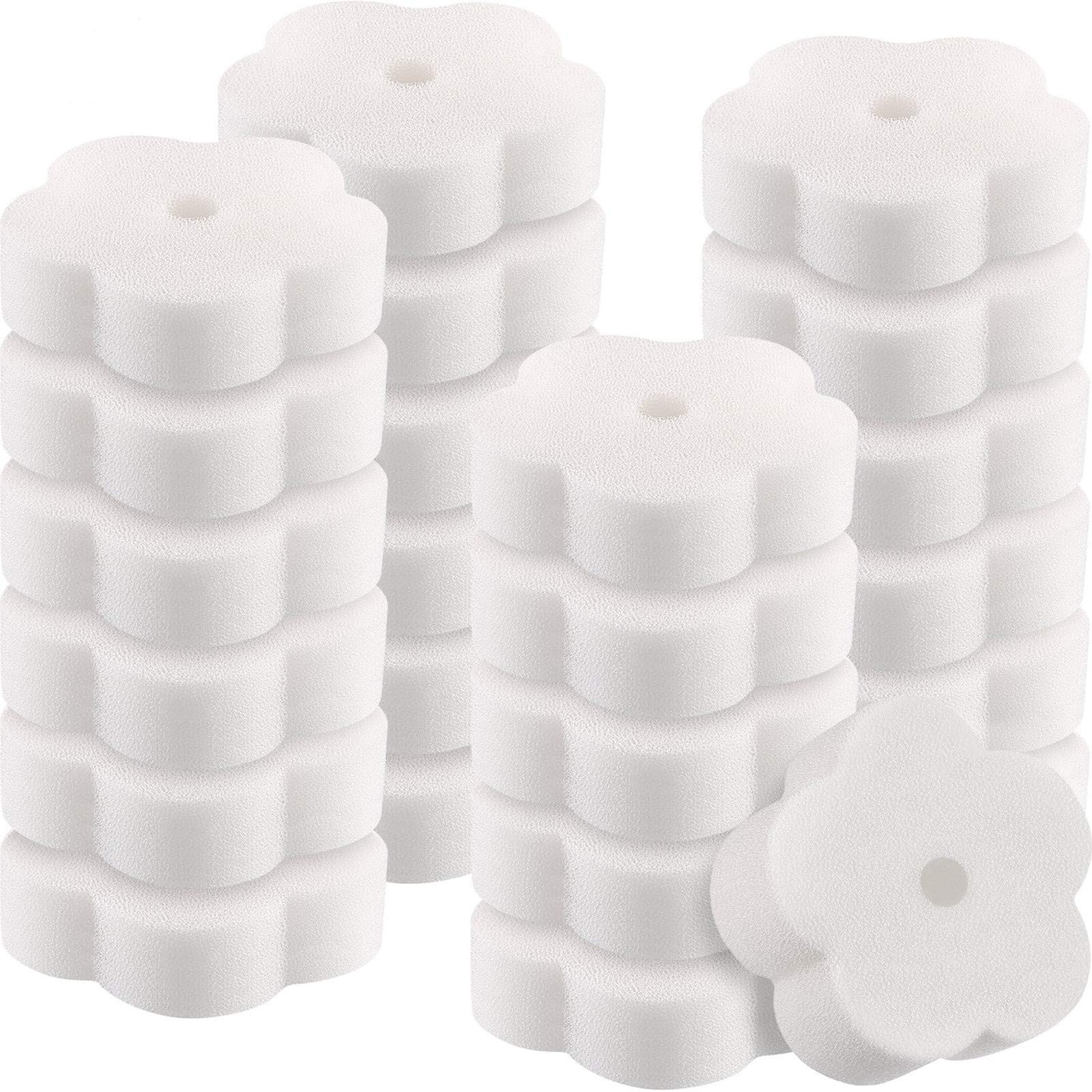 24 Pieces Sponge for Hot Tub Accessories, Flower Oil Scum Creamy White