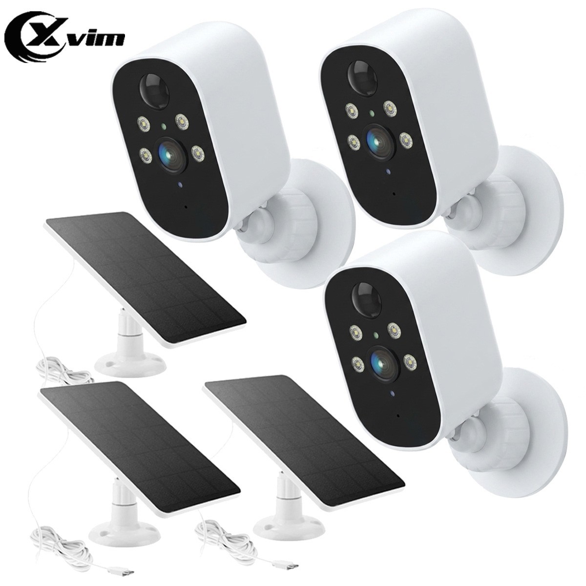 3Pcs Solar Camera Wireless Battery Powered Security Camera System Outdoor WiFi